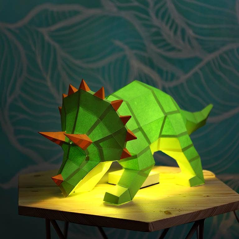 PAPERCRAFT WORLD - Triceratops 3D Paper Model, Lamp
