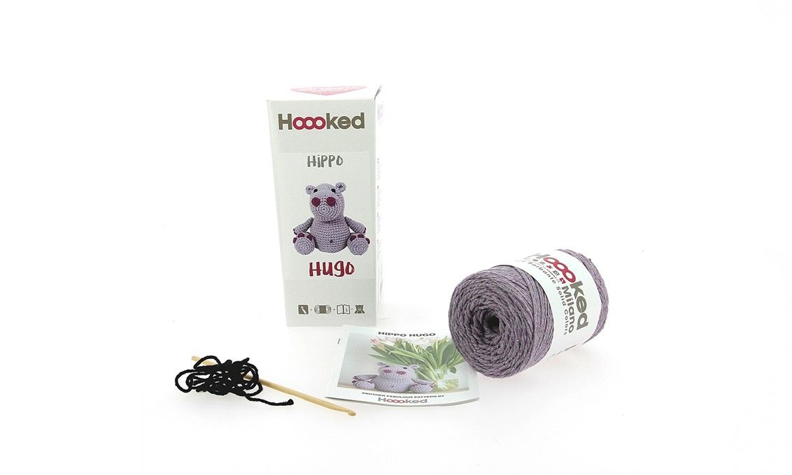 Hugo Hippo Hoooked Crochet Kit with Eco Barbante Yarn
